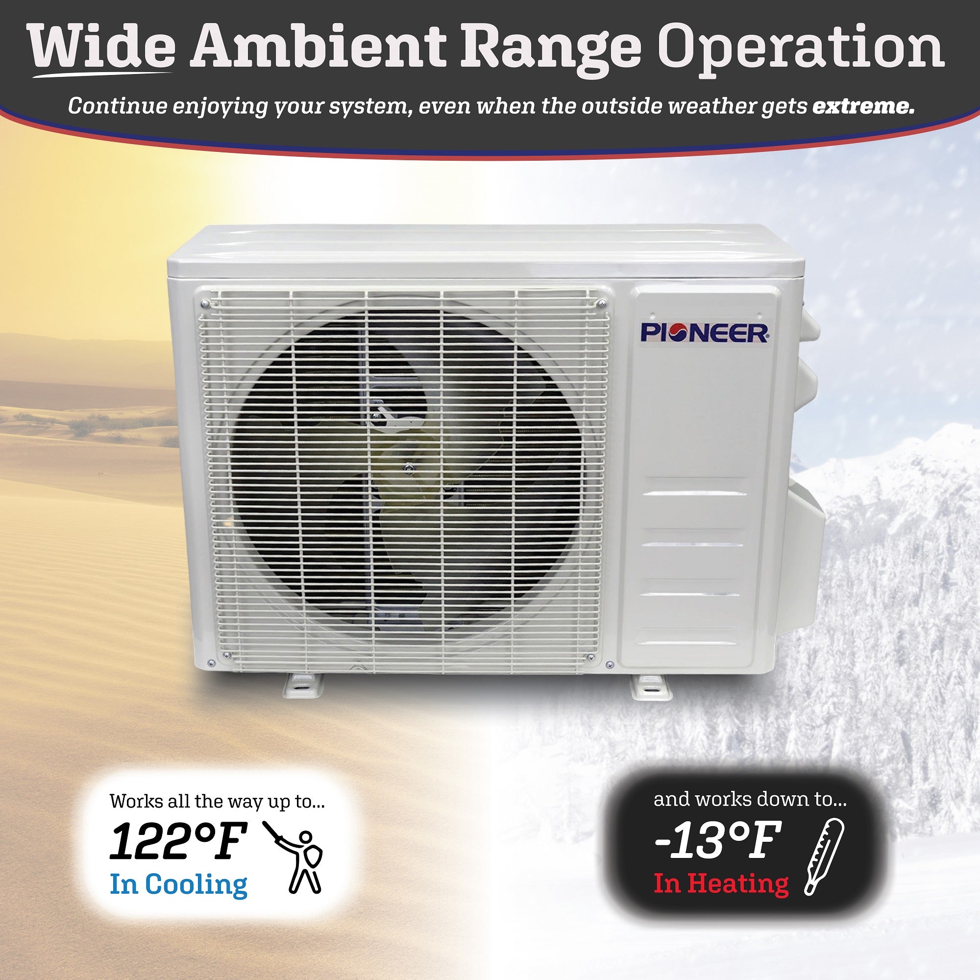 Pioneer® 12000 BTU 115V 19 SEER2 Ductless Split AC Heat Pump